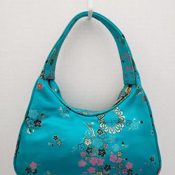 Brocade embroidered turquois mini purse. Americana by Shariff - Picture 2 of 8